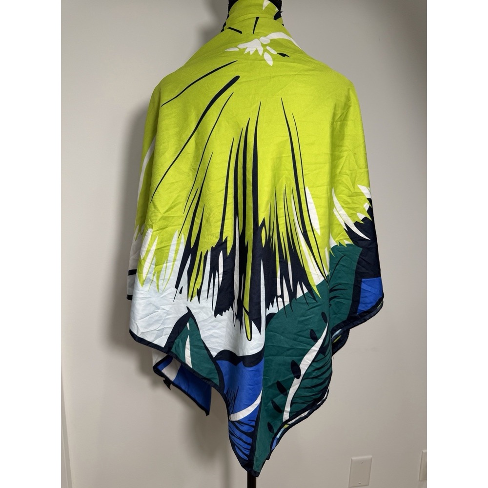 scarf for women light weight Square 50" By 50" Wrap Green Flowers Multicolor - Picture 2 of 7